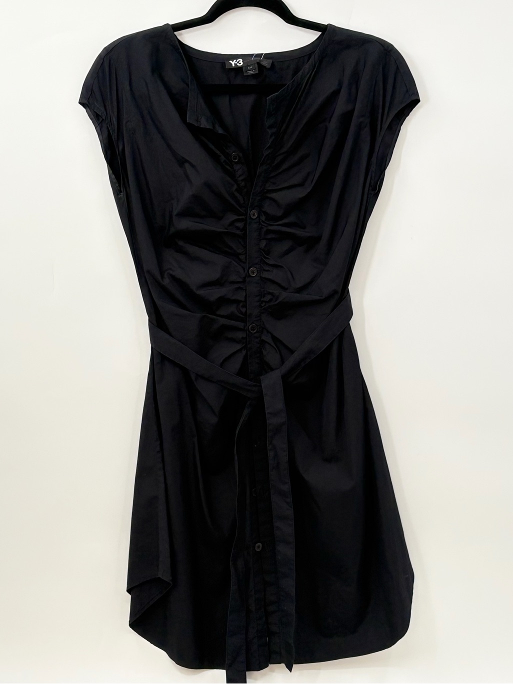 Yohji Yamamoto Y-3 X Adidas Black Button-Front Ruched Mini Dress